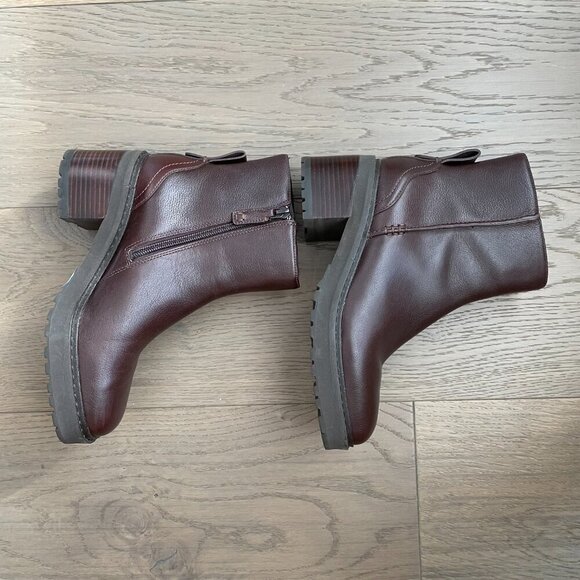 Cole Haan Grand 360 Leather 2" Block Heel Ankle Booties Brown Gripper Sole Sz 6B - Picture 5 of 11